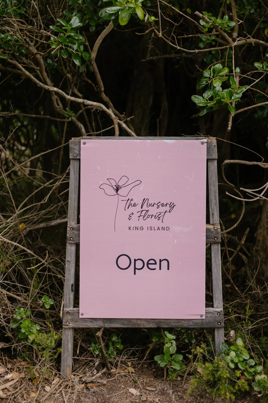 Open Sign at The Nursery and Florist King Island