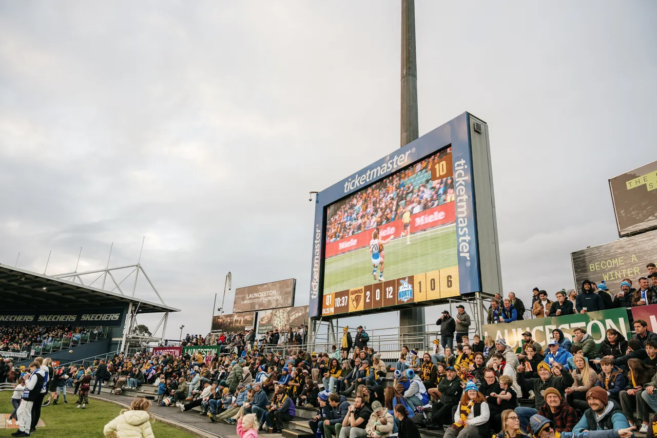 Scoreboard at UTAS Stadium