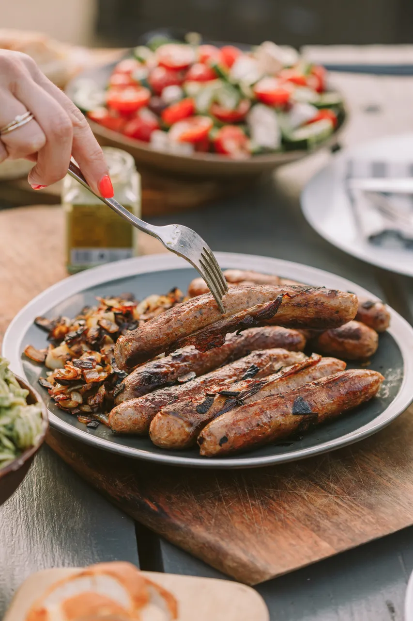Wallaby Sausages on Picnic Table