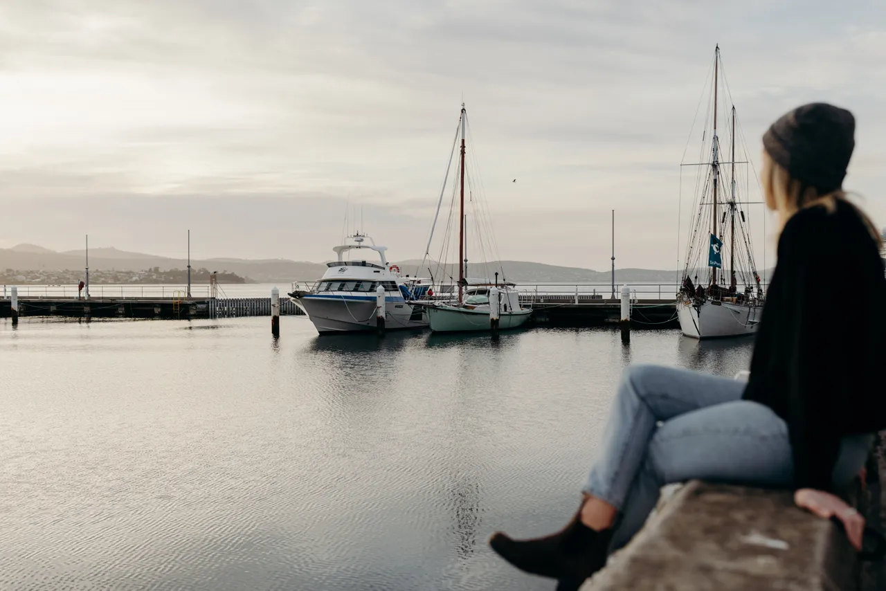 Sitting by the Hobart Waterfront