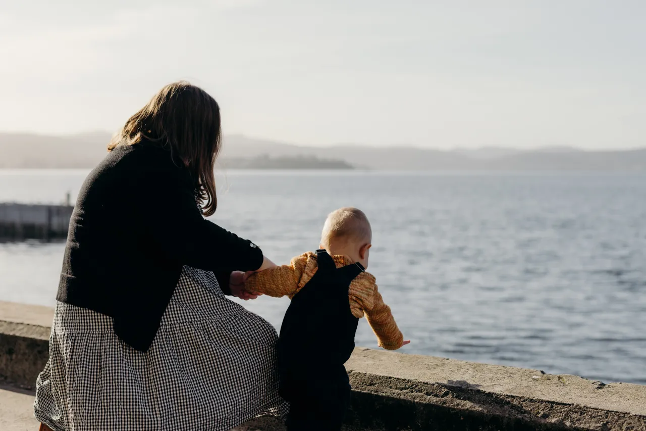 Woman and Child on the Hobart Waterfront