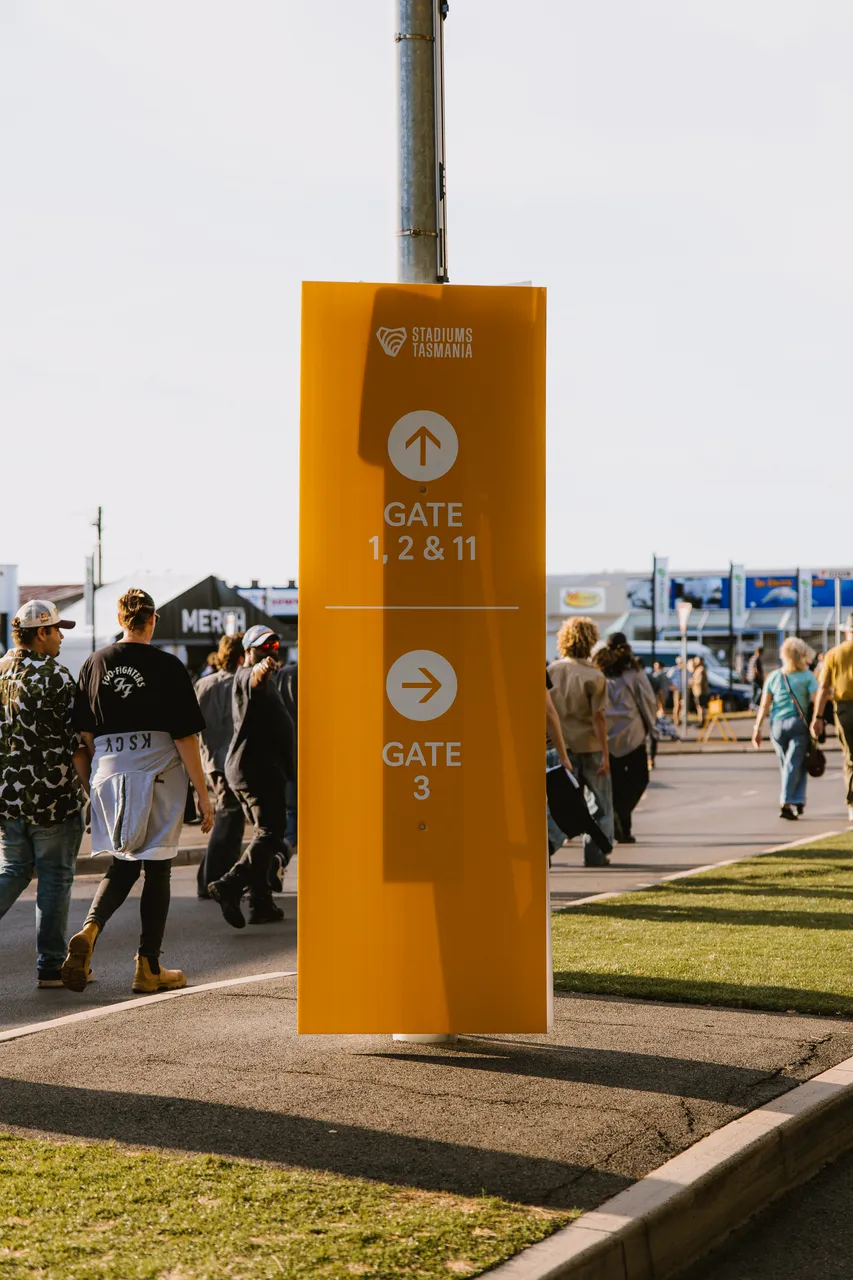 Gate Signage Information Outside UTAS Stadium