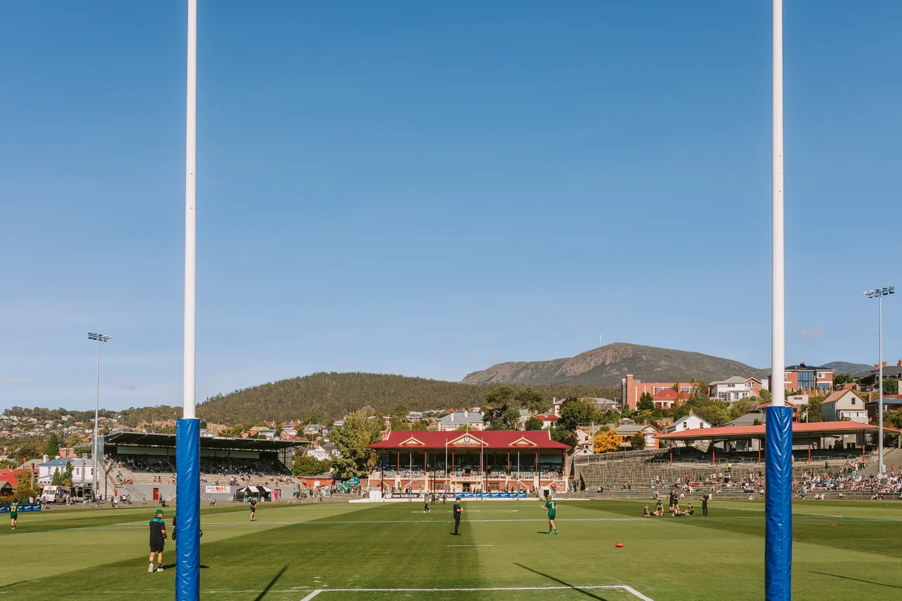Behind the Goalposts at North Hobart Oval
