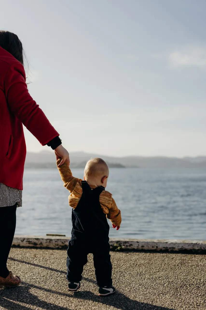 Woman and Child on the Hobart Waterfront