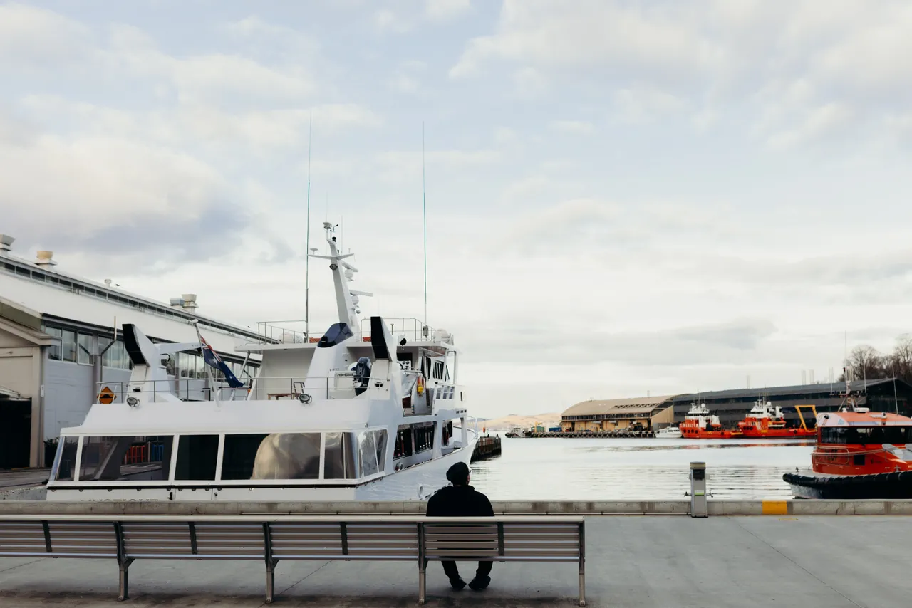 Sitting by the Hobart Waterfront