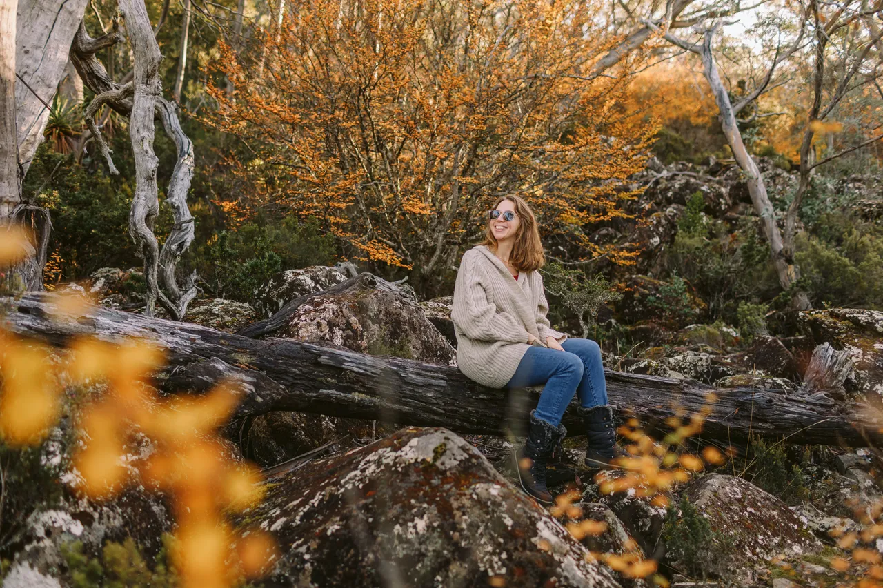 Woman Sitting Among Fagus