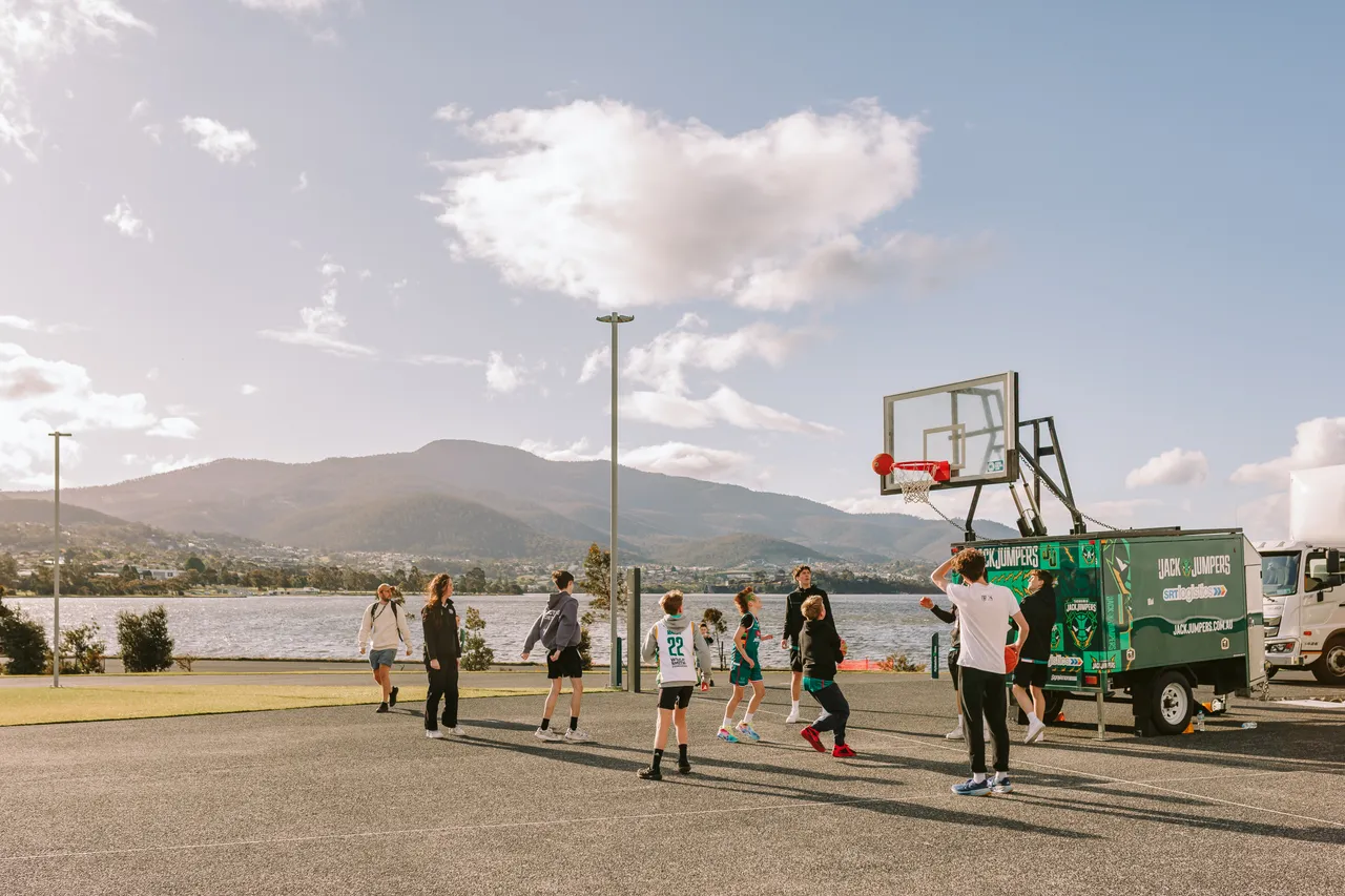 Shooting Hoops Outside MyState Bank Arena