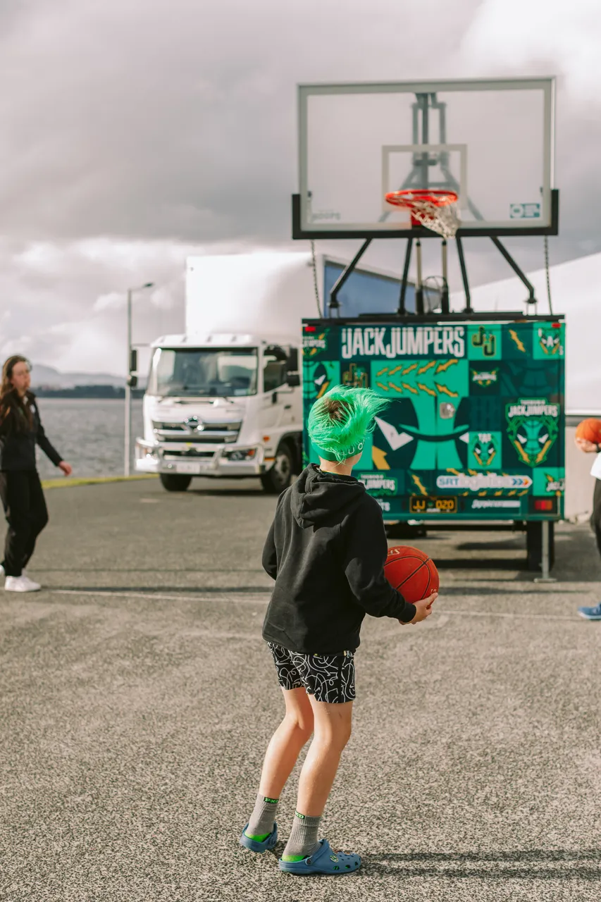 Shooting Hoops Outside MyState Bank Arena