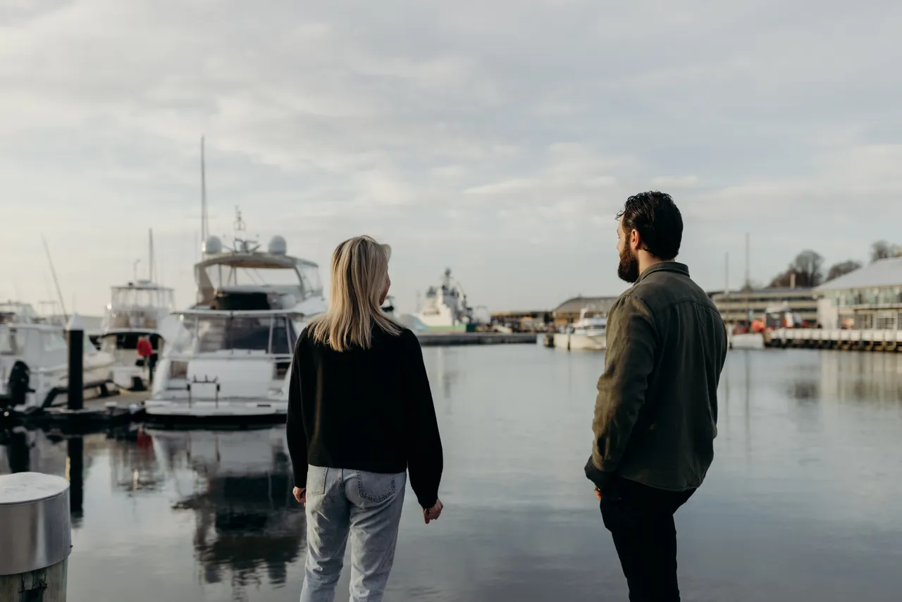 Couple by the Hobart Waterfront