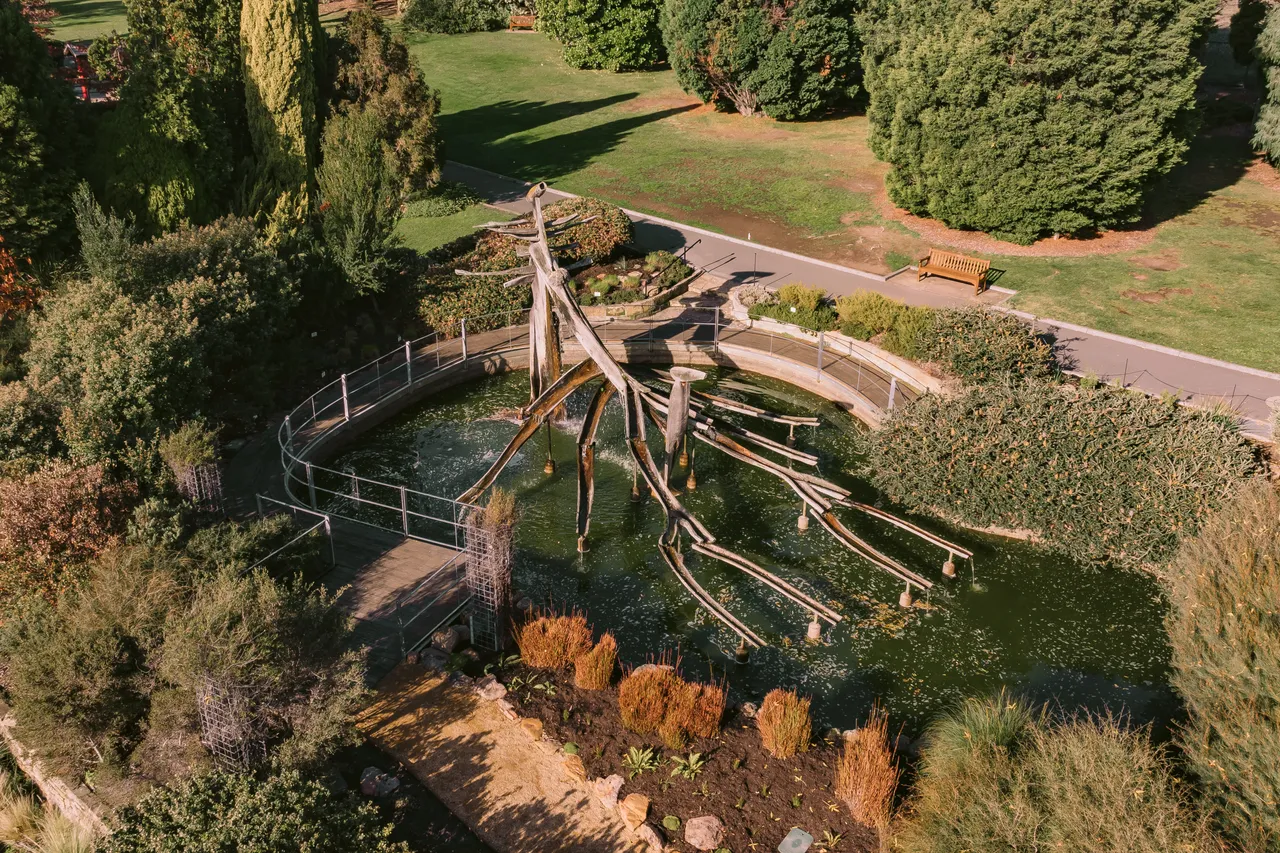 Aerial of the Royal Tasmanian Botanical Gardens