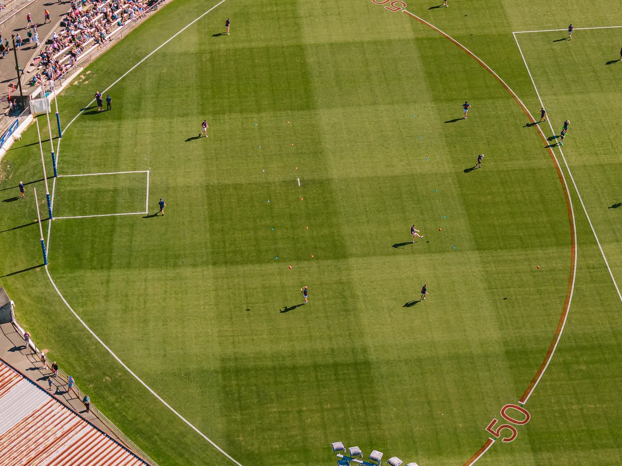 Aerial View of Football Players 
