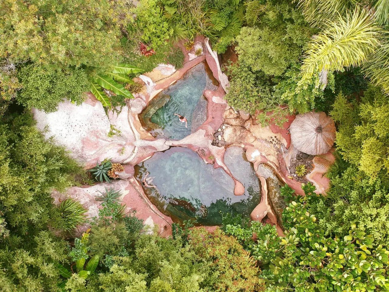 The crater lake at The Lost Spring is where thermal mineral waters rise to the surface.