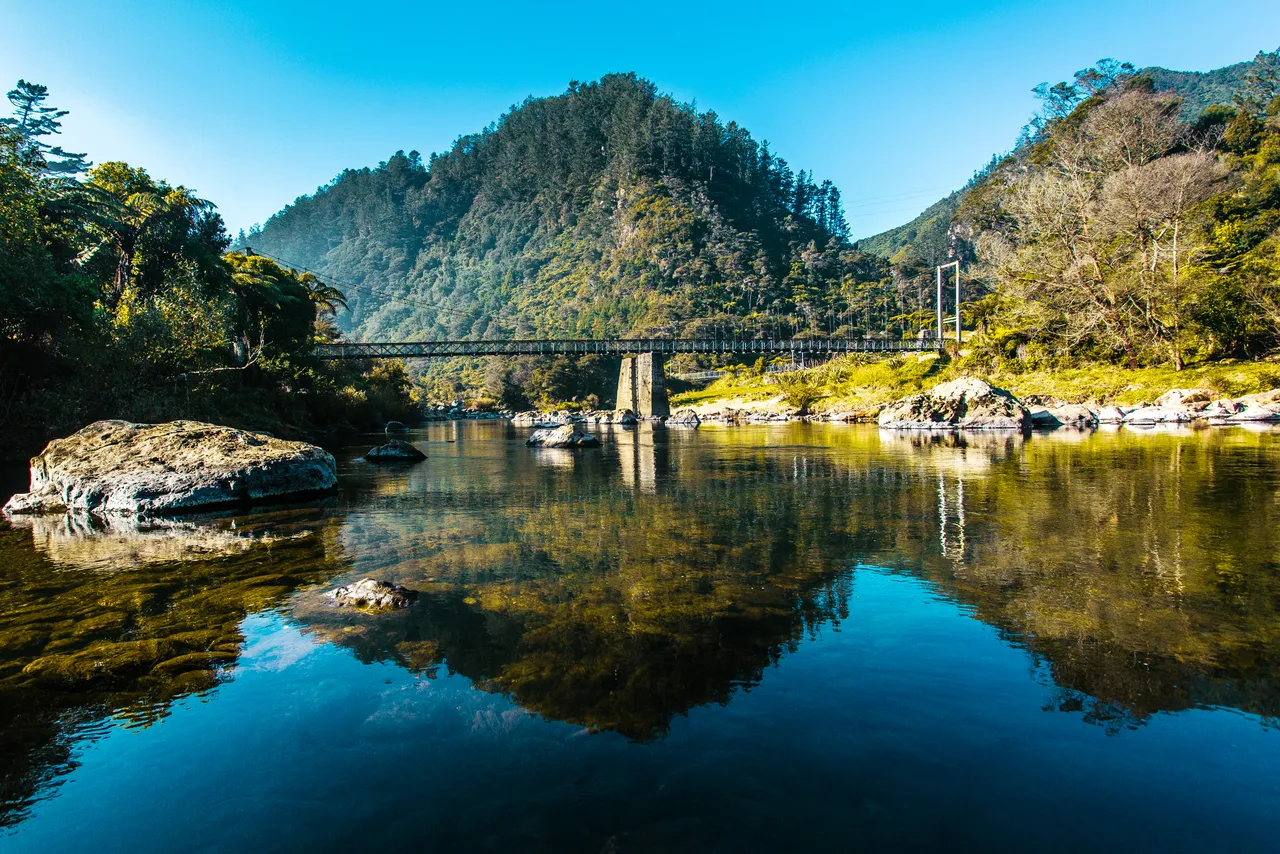 A reflective moment in the historic Karangahake Gorge