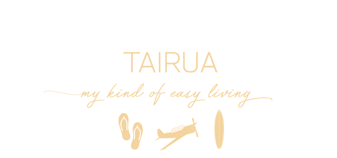 Paradise Coast - Tairua - PRINT - Logo My kind of easy white and orange