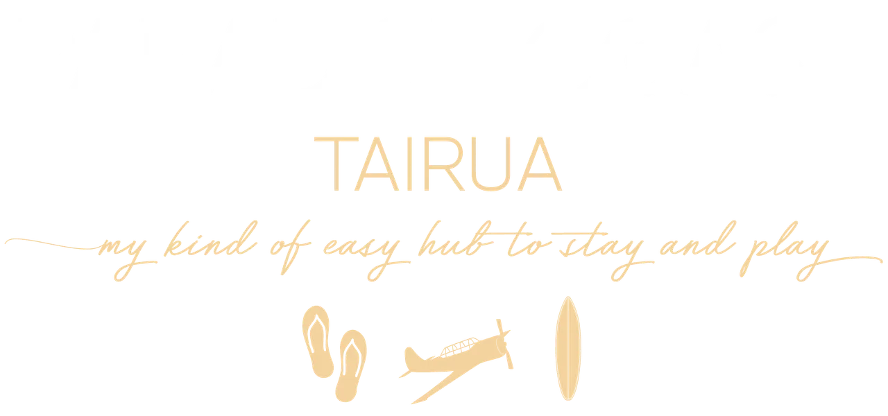 Paradise Coast - Tairua - PRINT - Logo Hub to stay and play white and orange