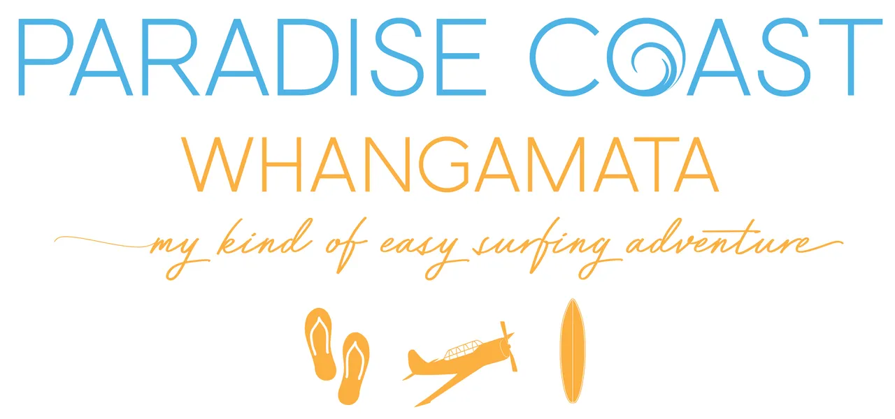 Paradise Coast - Whangamata - PRINT - Logo Surfing adventure colour