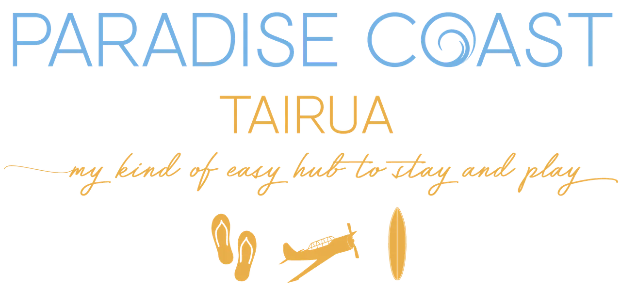 Paradise Coast - Tairua - PRINT - Logo Hub to stay and play orange