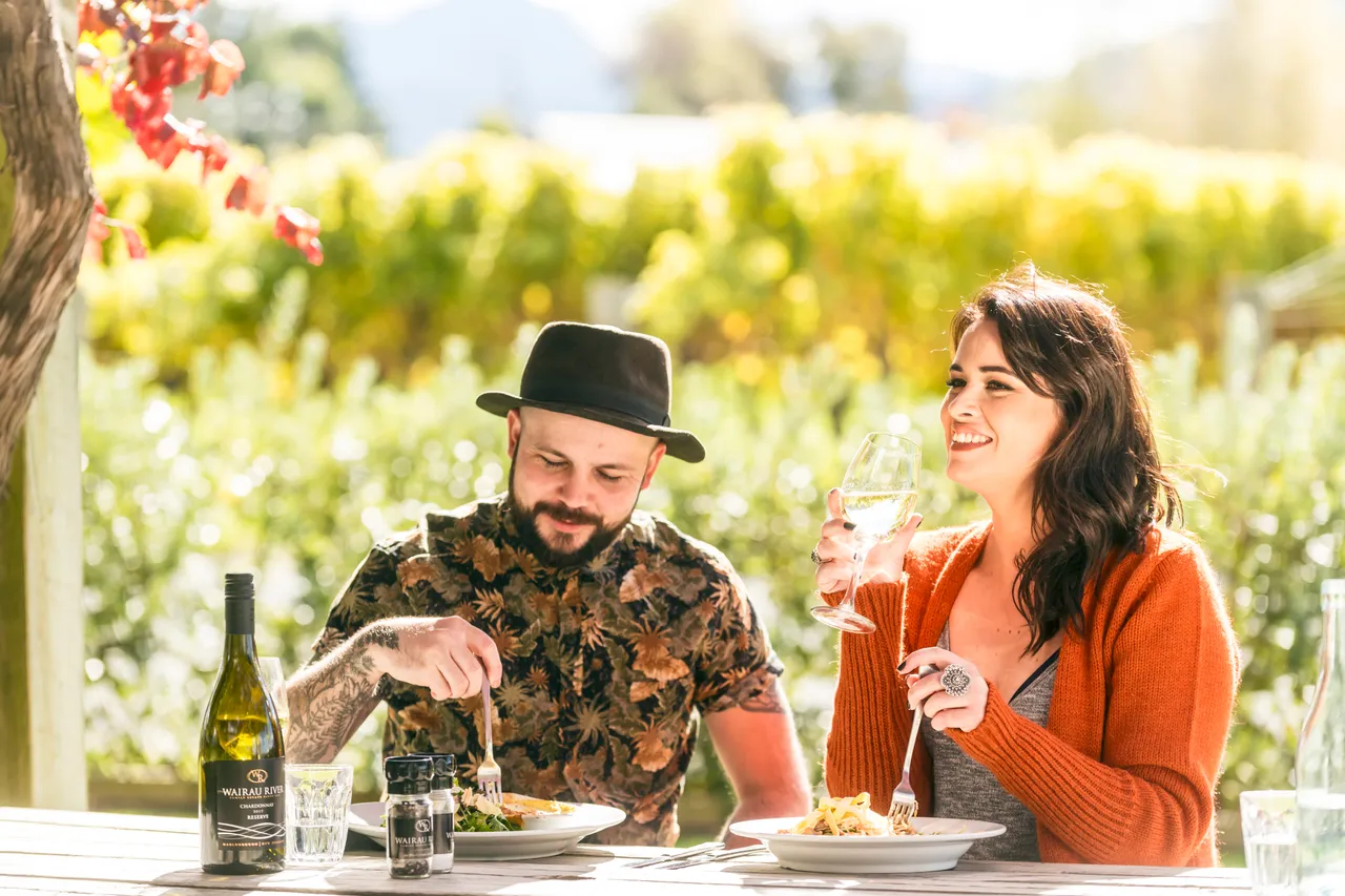 Couple eating at Wairau River Restaurant