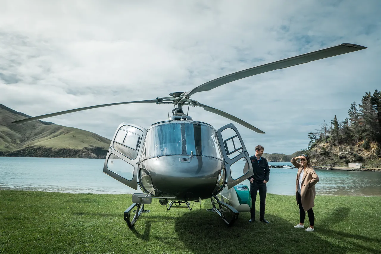 Nelson Helicopters landing at Arapaoa Island