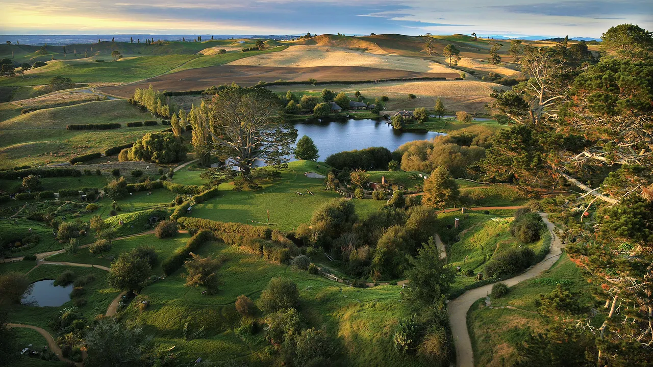 Aerial View of Hobbiton Movie Set