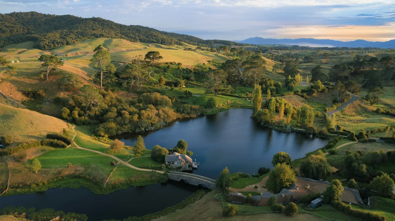 Aerial View of Hobbiton Movie Set