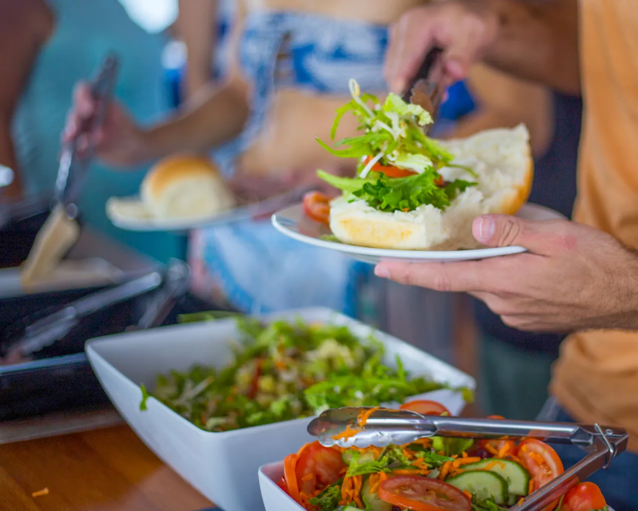 Divers den on board buffet meal