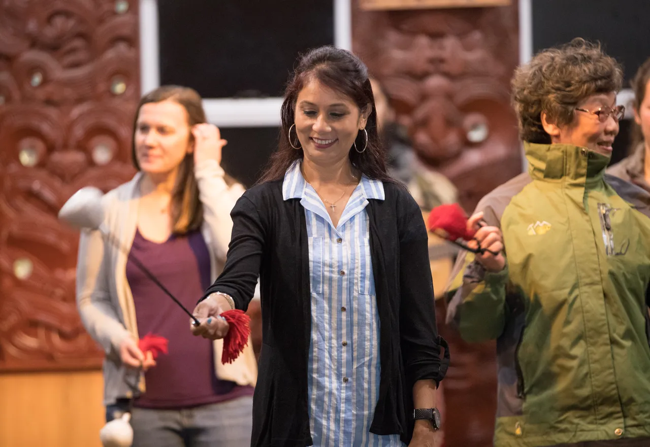 Indian lady in Maori culture show at Te Puia