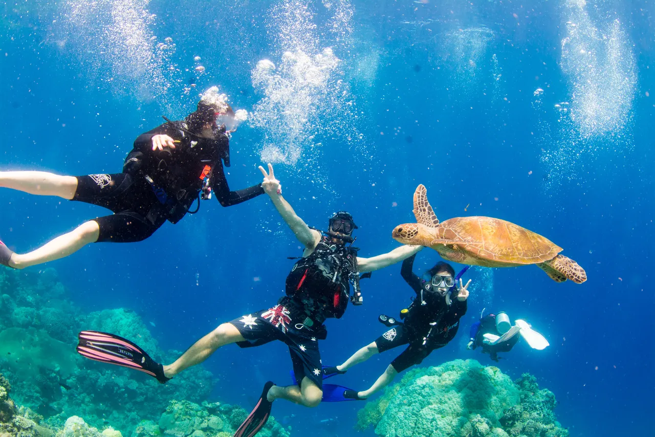 Divers group photo underwater