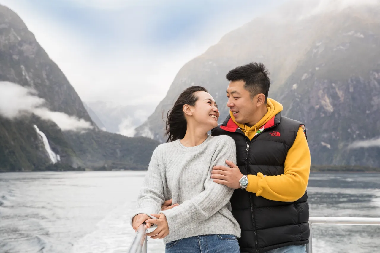 Chinese couple on Milford Sound cruise