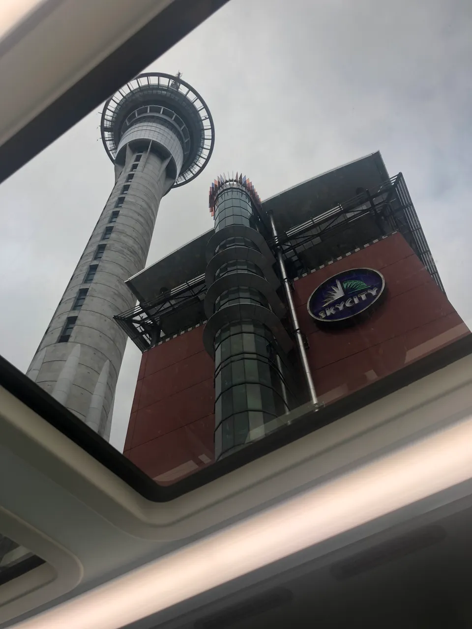 Auckland Explorer Bus Sky Tower glass roof