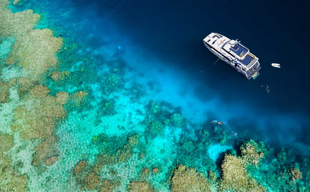Aerial shot of ReefQuest vessel