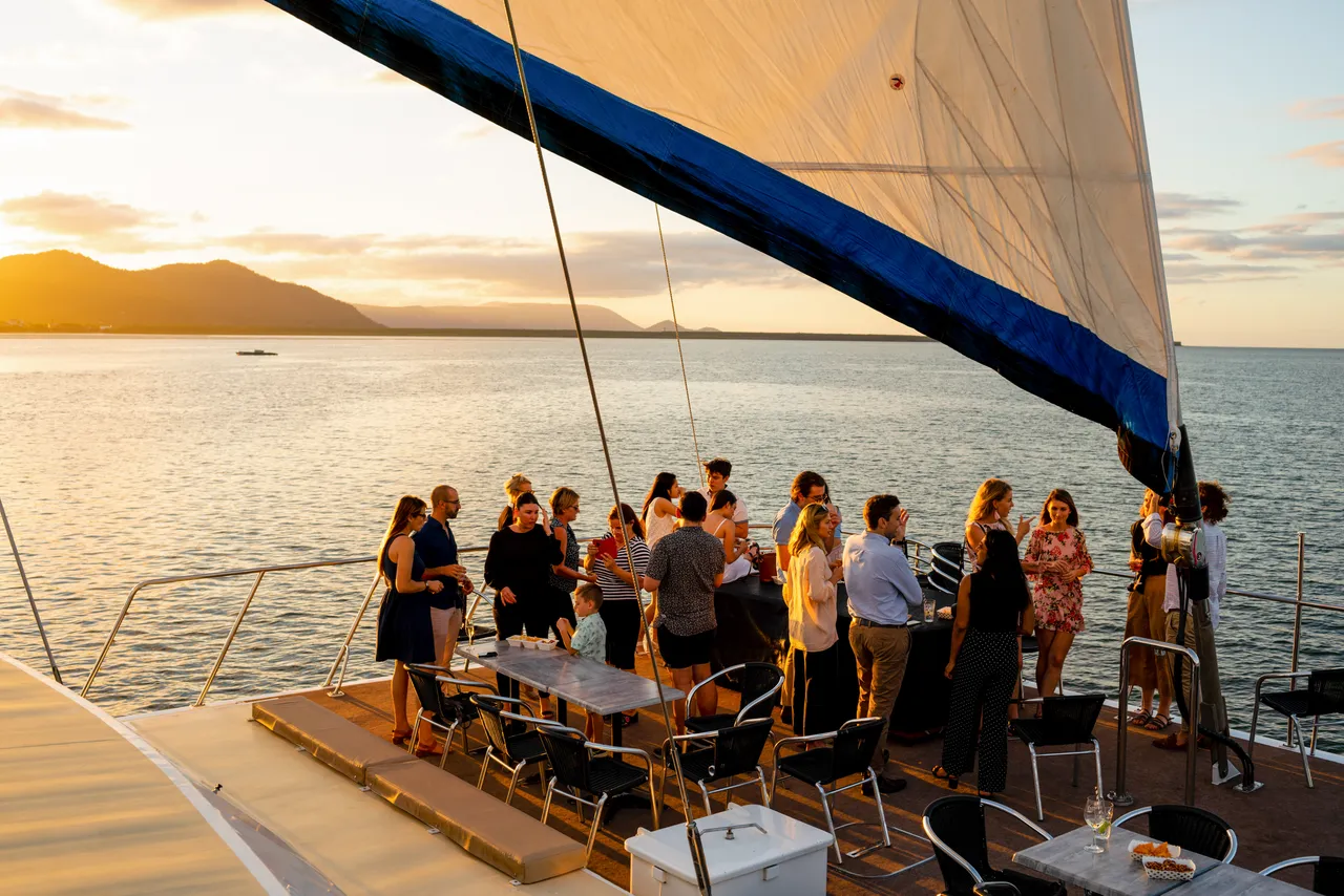 Group photo on the sundeck of Spirit of Cairns