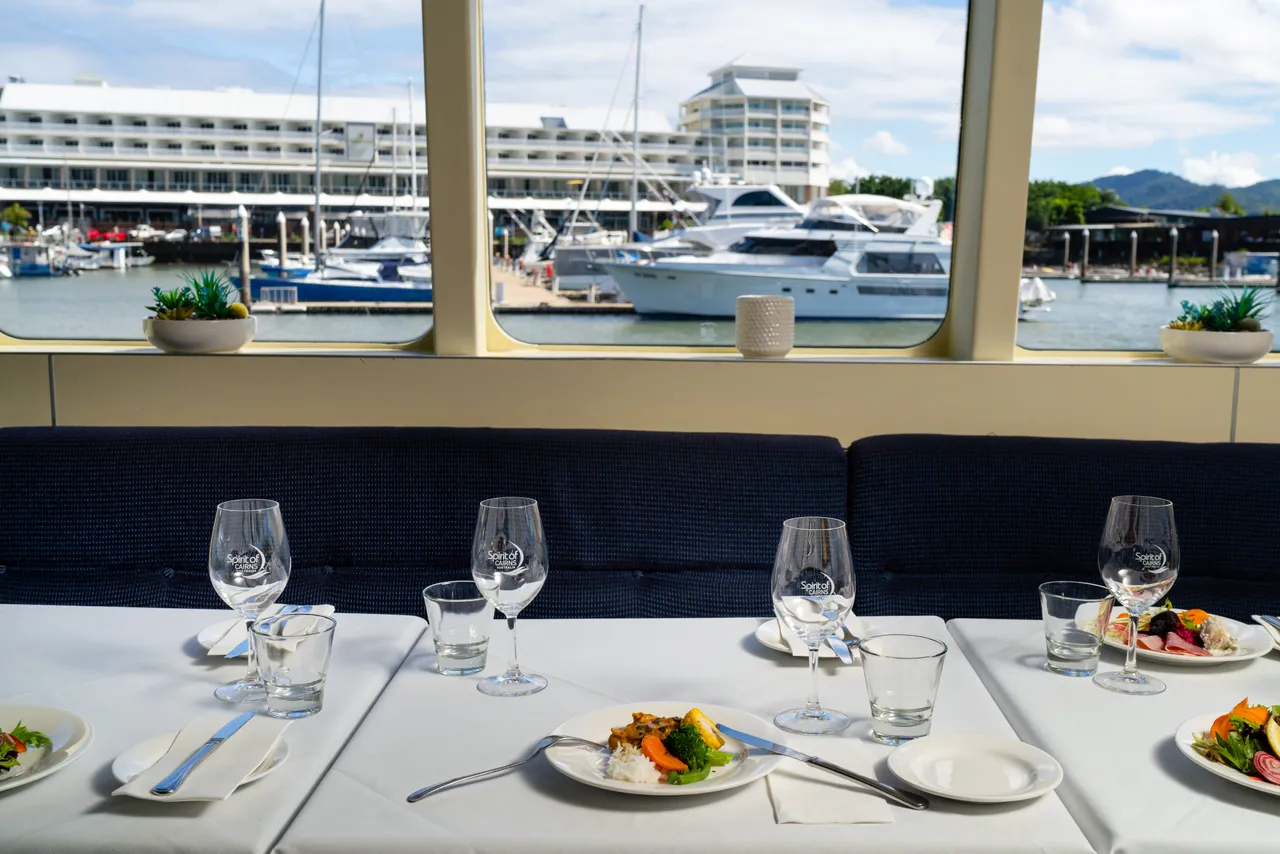 Table set up on the Spirit of Cairns lunch cruise