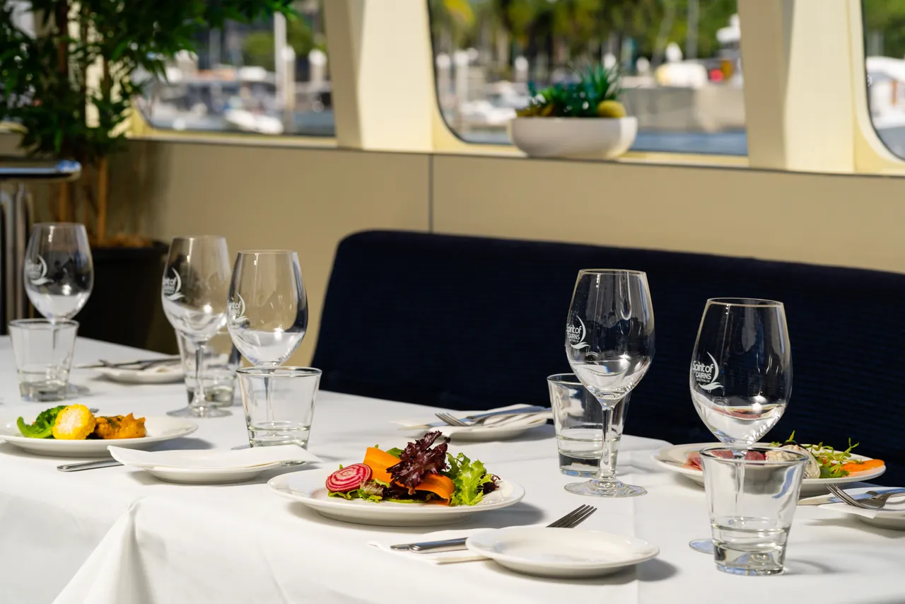Table set up on the Spirit of Cairns lunch cruise