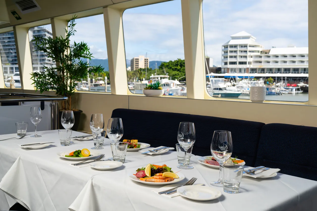 Table set up on board Spirit of Cairns