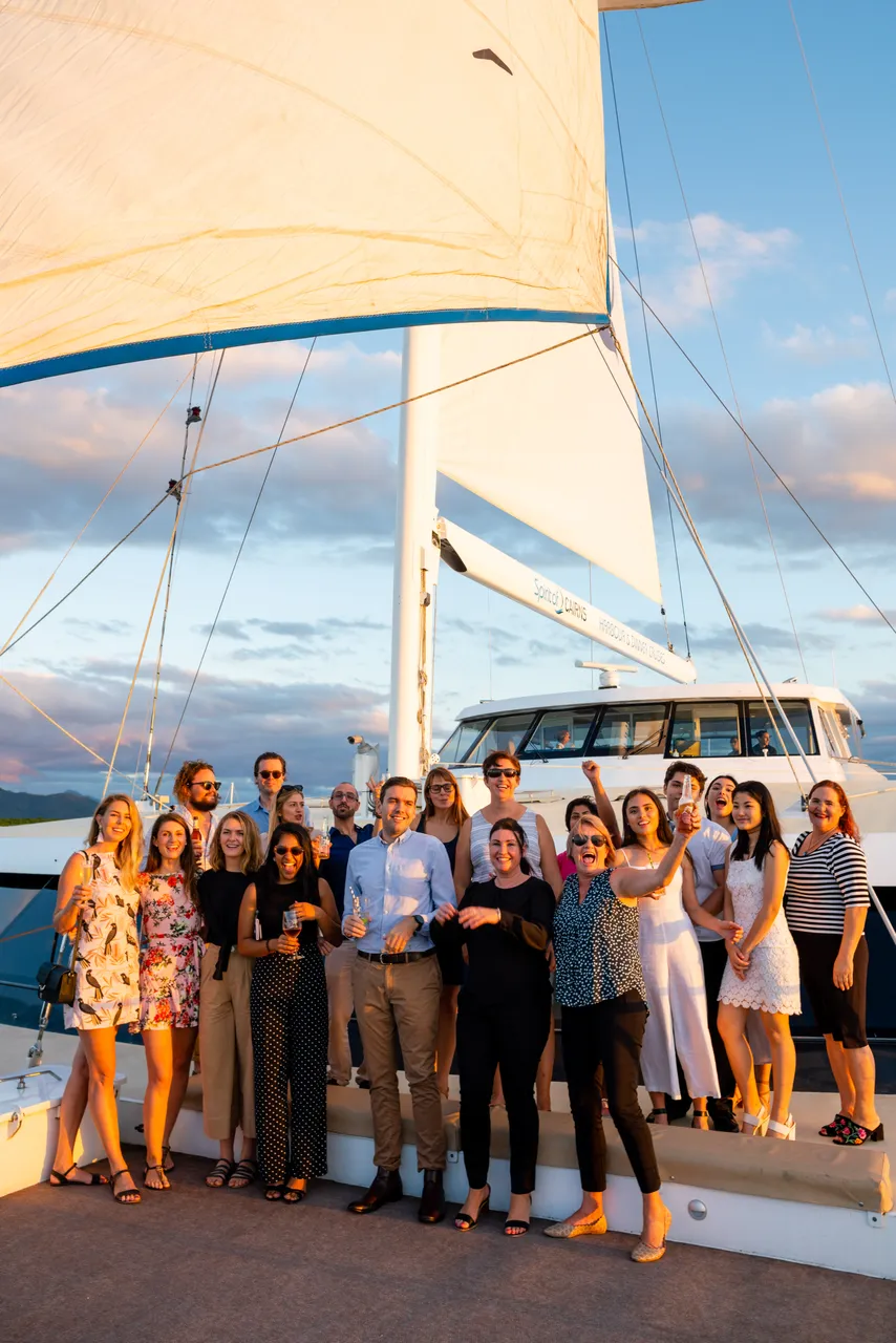 Group photo on the sundeck of Spirit of Cairns