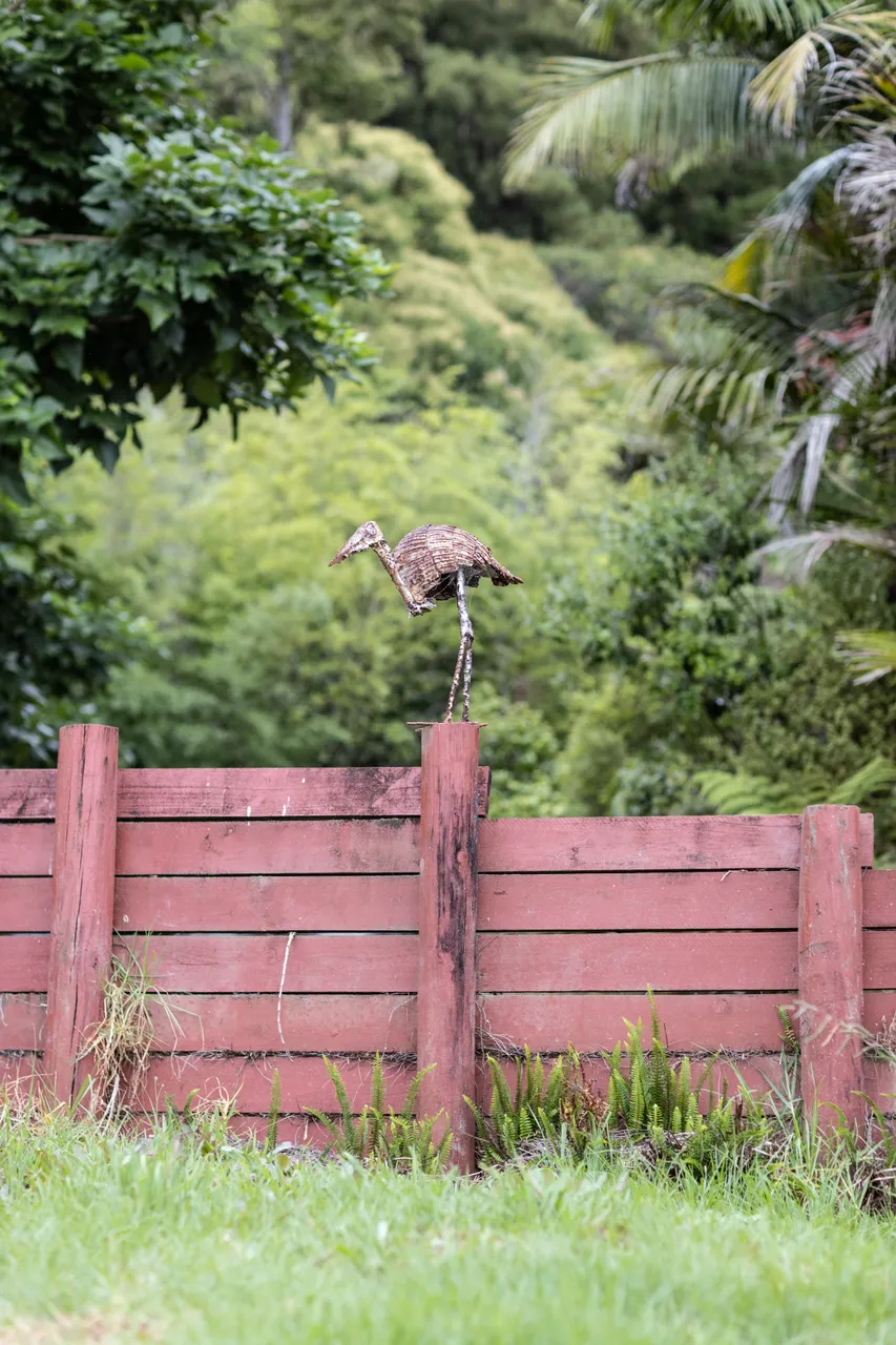 Bird sculpture along Yarborough Street, Kohukohu