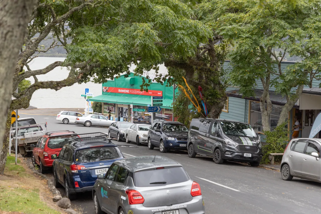 View down Parnell Street towards the ferry landing in Rawene