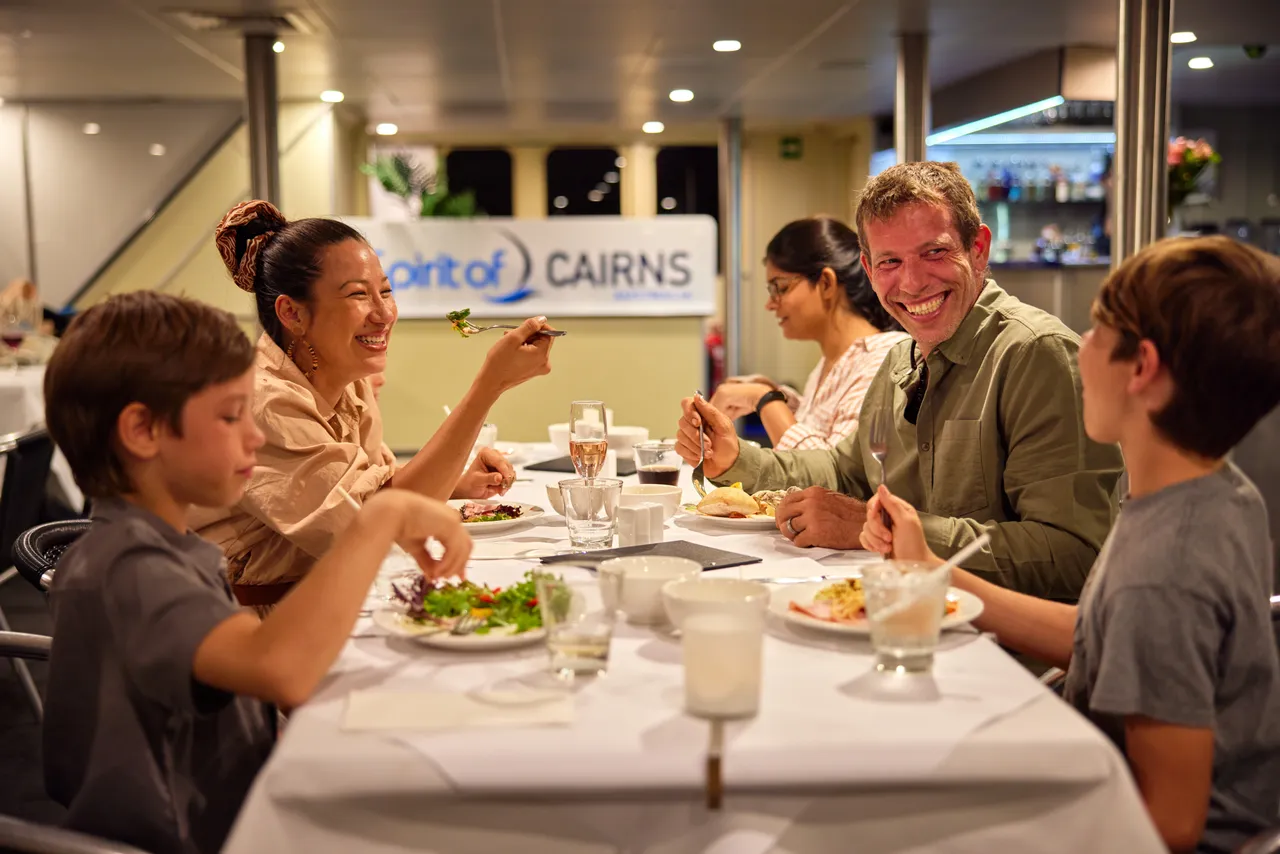 Family dining on Spirit of Cairns