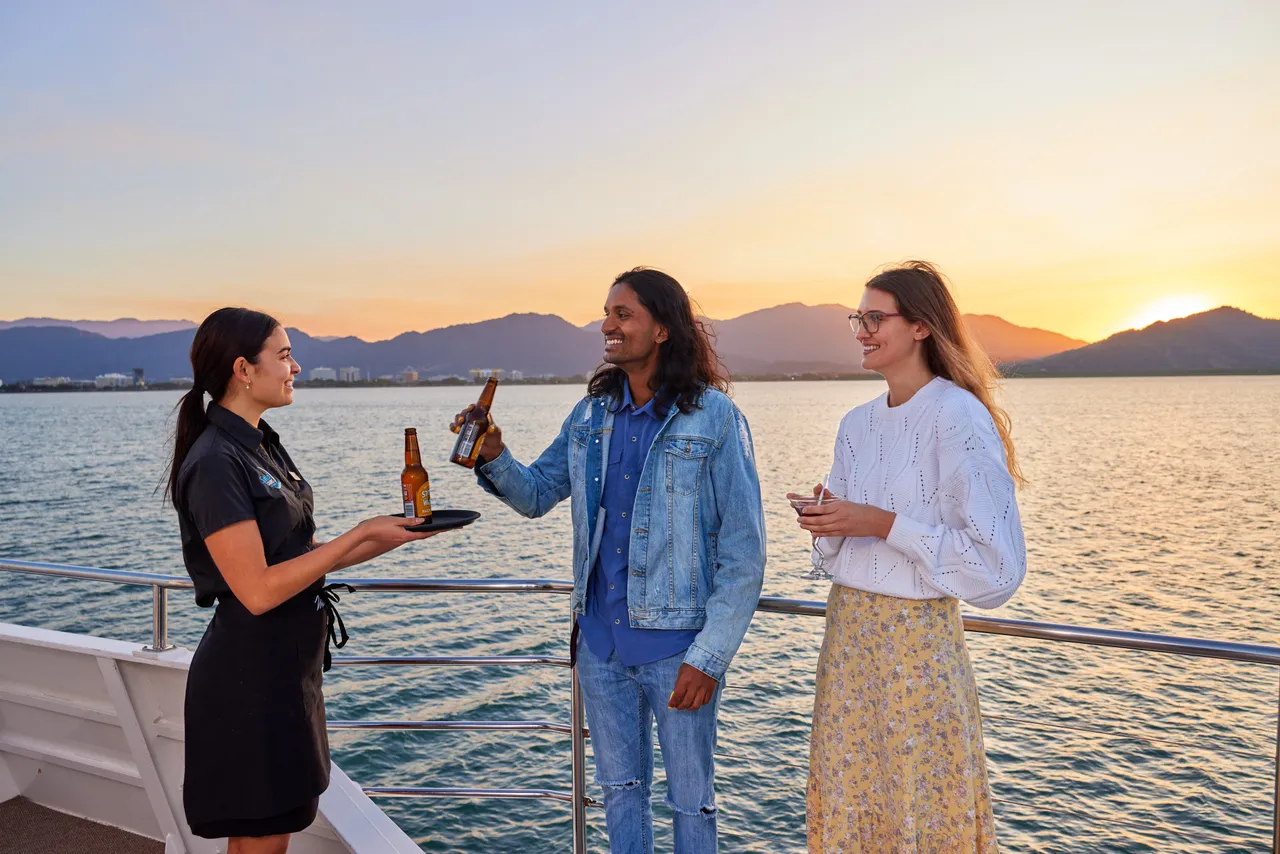 Staff serving drinks on Spirit of Cairns (1)