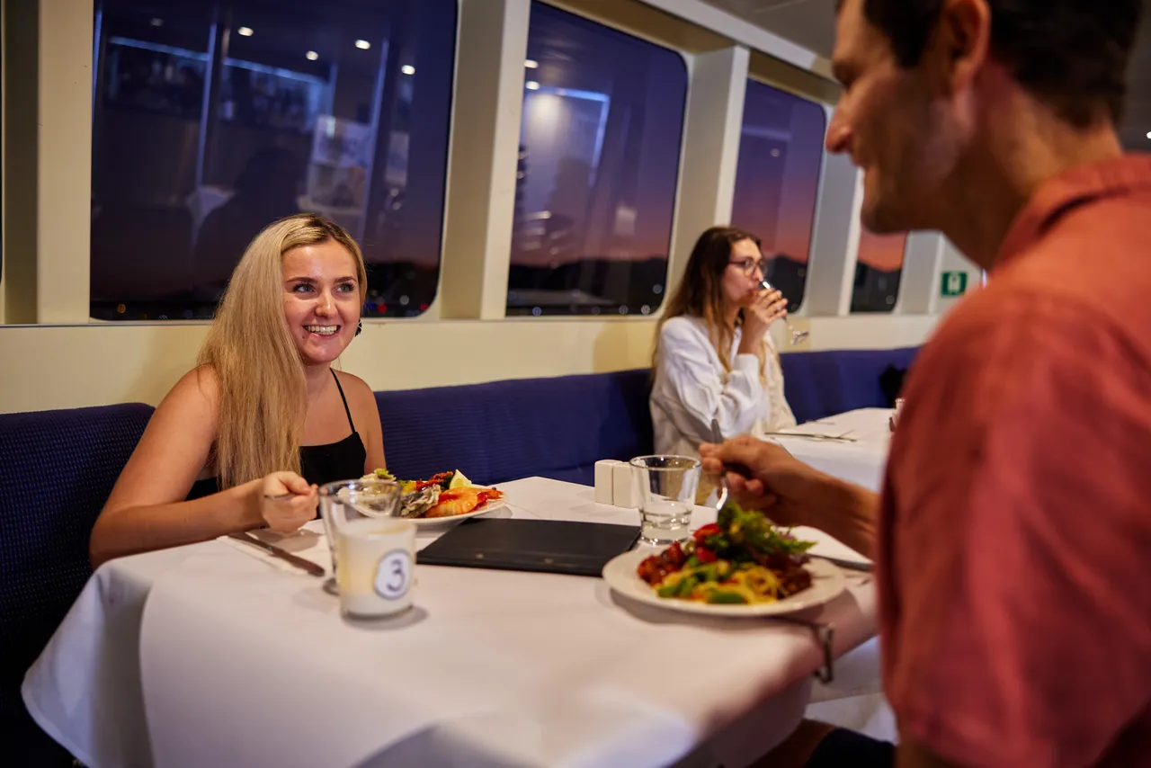 Couple dining on Spirit of Cairns