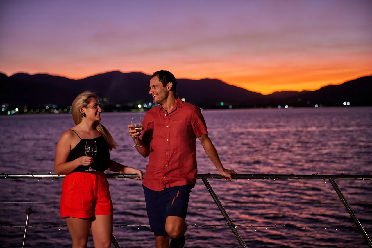 Couple having a drink on the deck of Spirit of Cairns (3)