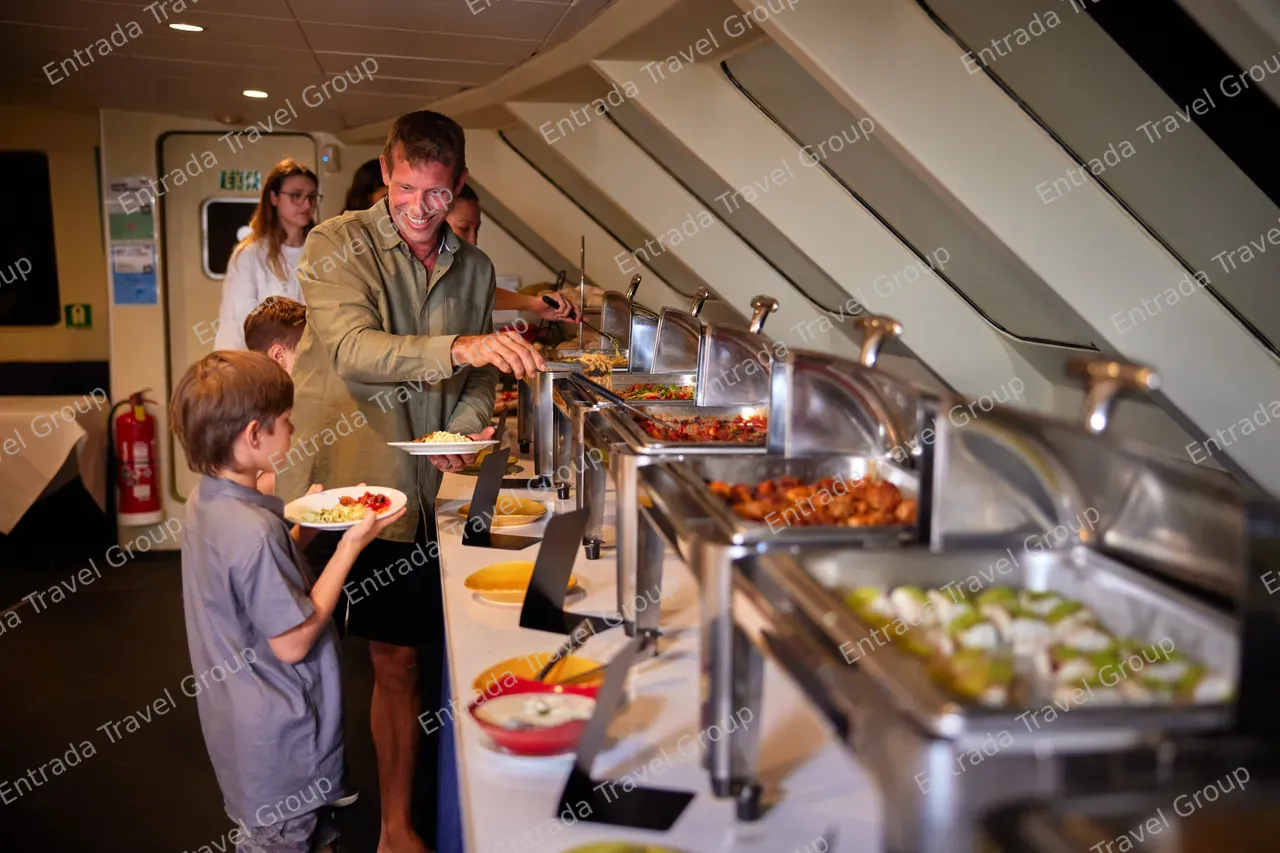 Passengers at Buffet on Spirit of Cairns Dinner Cruise