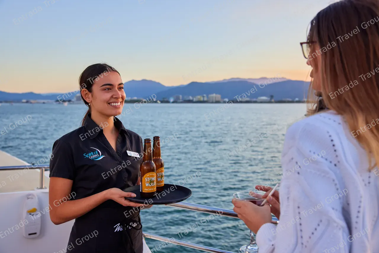 Staff serving drinks on Spirit of Cairns (2)