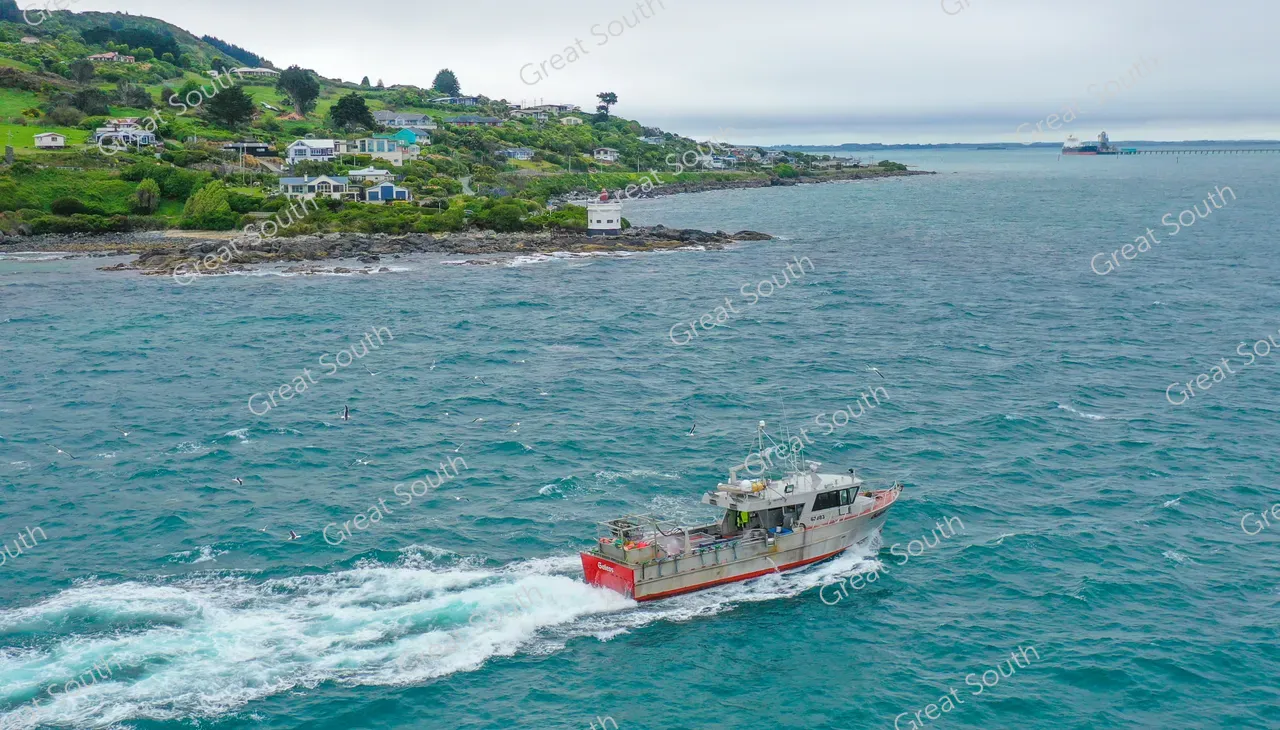 Fishing vessel entering Bluff Harbour - Southland, New Zealand - Credit Tammi Topi - South DroneNZ
