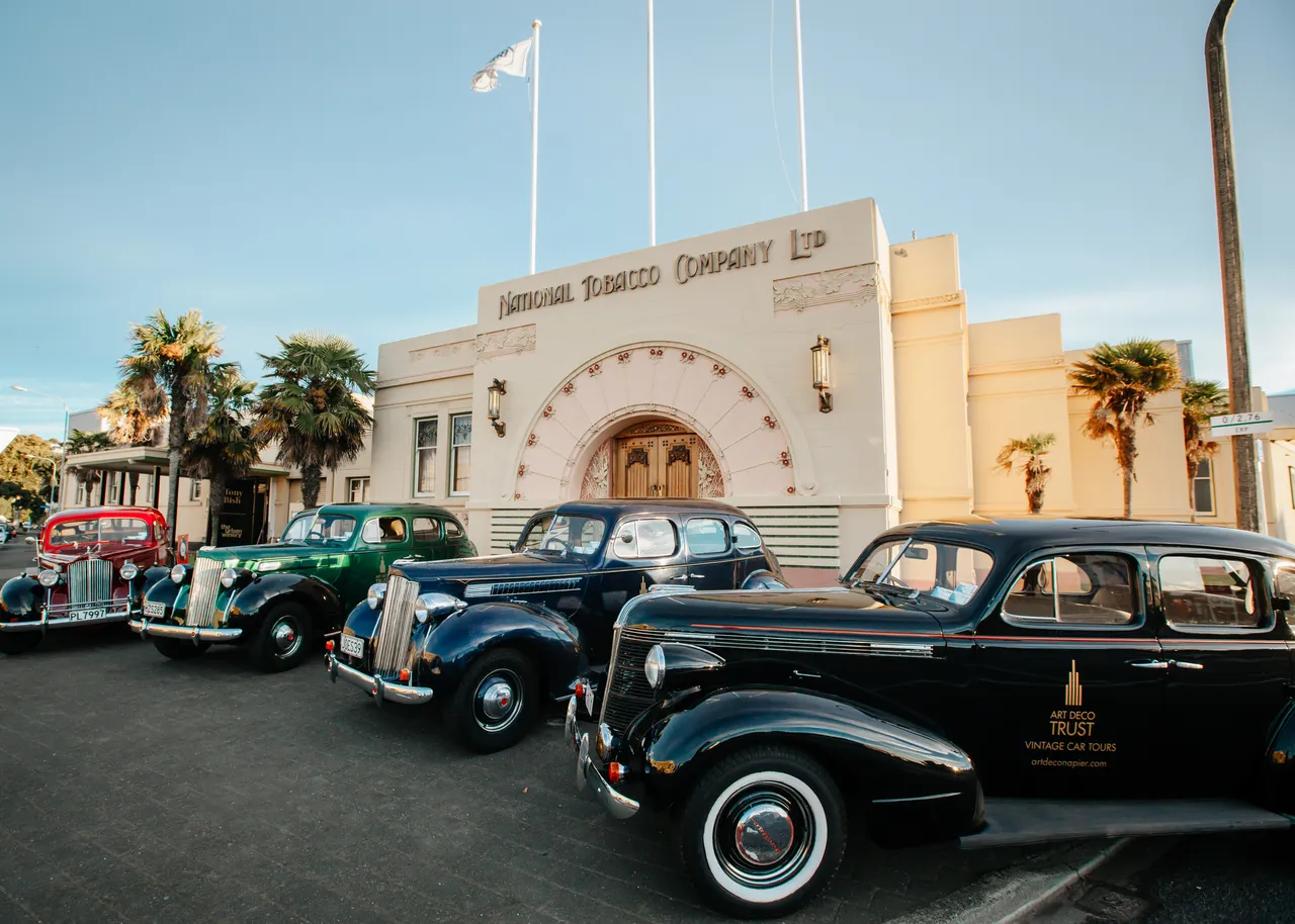 Vintage Car by The National Tobacco Building