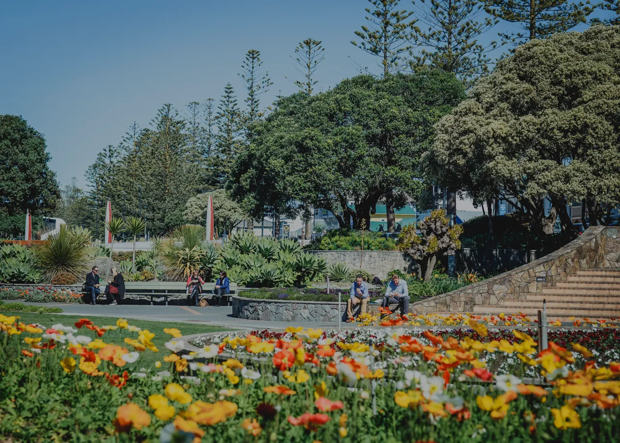 People enjoying the Sunken Gardens