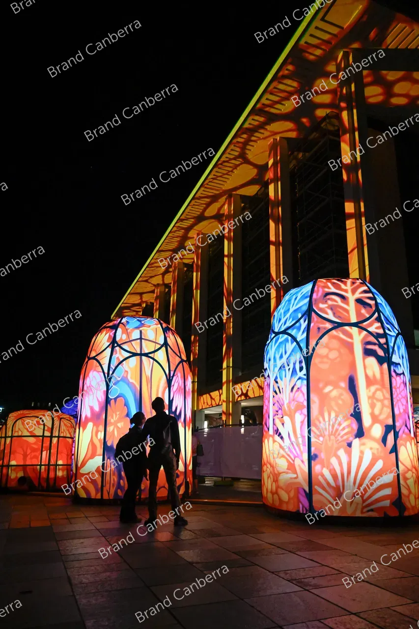NLA installation The Guardians by Matthew Aberline at Enlighten Festival