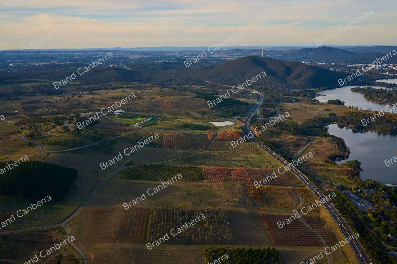 An aerial view over the National Arboretum in Canberra in late Autumn (3)