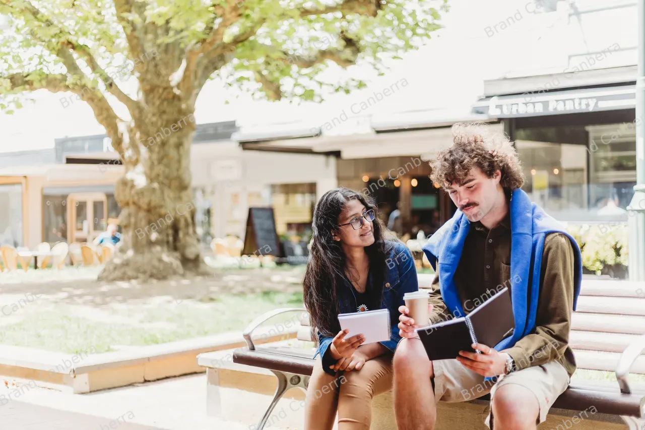 Students walking around Manuka Shops in Griffith (5)